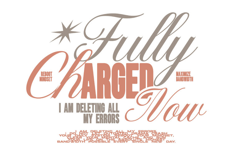 Fully Charged Retro Typography Quote T shirt Design example image 1