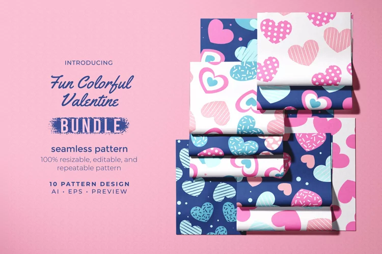 Fun Colorful Valentine - Seamless Pattern