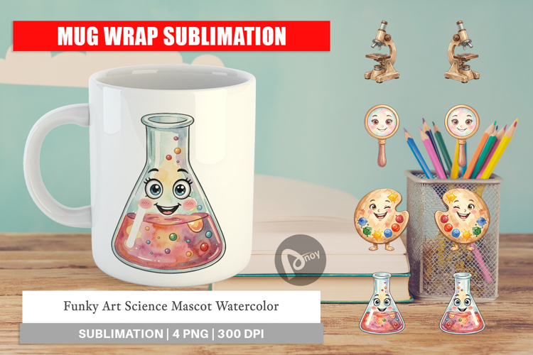 Funky Art Science Mascot Mug Wrap