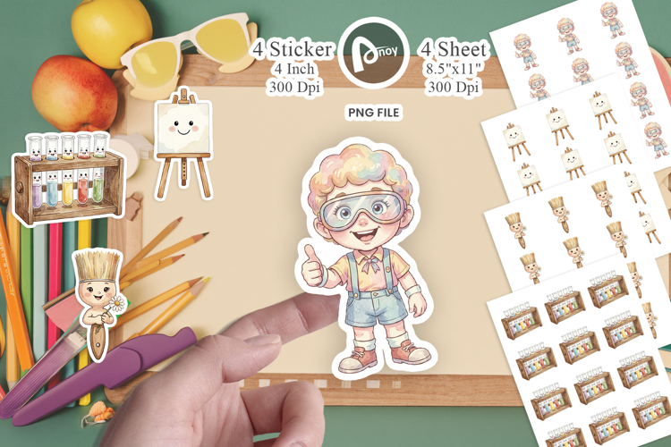 Funky Art Science Mascot Sticker