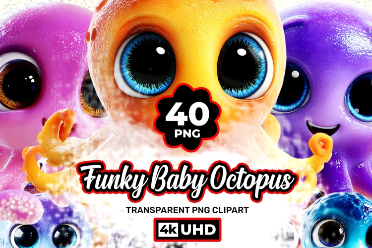 Funky Baby Octopus 40 PNG Cute Octopus Clipart Transparent