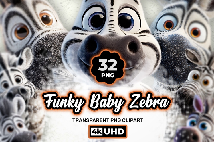 Funky Baby Zebra | 32 PNG Cute Zebra Clipart Transparent Art