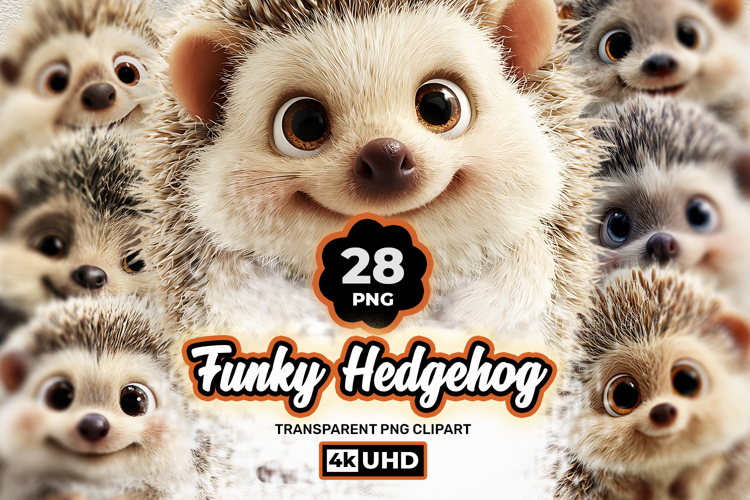 Cute Hedgehog PNG Bundle Woodland Animal Clipart