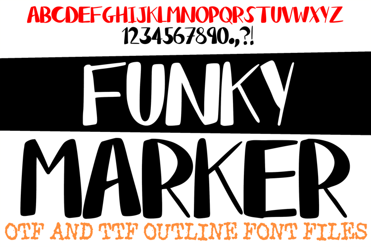 Funky Marker ABC Font Typeface Chunky Doodle Alphabet OTF