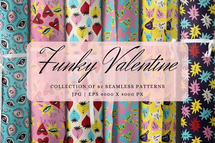 Funky Valentine seamless patterns bundle