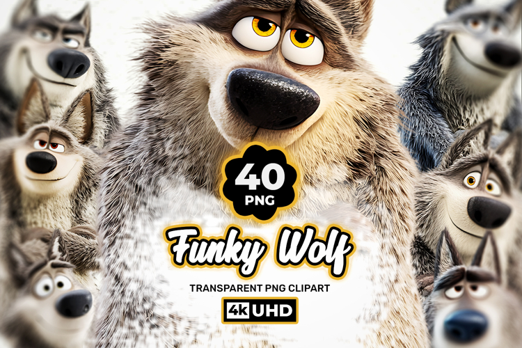 Cute Wolf PNG Clipart Bundle 40 PNG