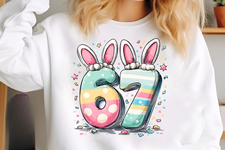 Funny 67 Easter Bunny Ears PNG