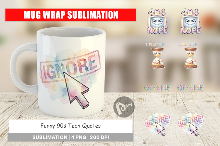 Funny 90s Tech Quotes Mug Wrap
