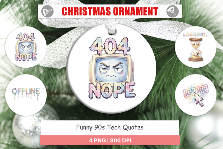 Funny 90s Tech Quotes Ornament example image 1