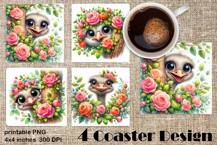 Funny africa animal Coaster Sublimation |Lion in roses