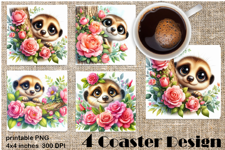 Funny africa animal Coaster Sublimation |Lion in roses