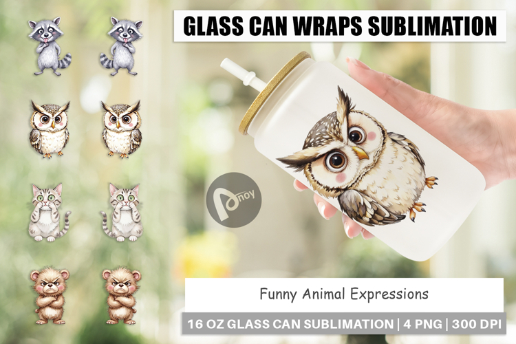 Glass Can Funny Animal Faces