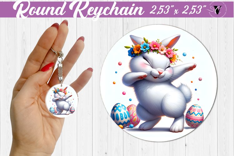 Round keychain sublimation | Funny animals| Easter example image 1
