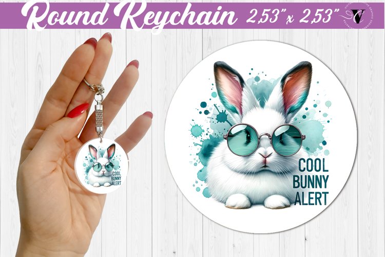 Round keychain sublimation | Funny animals| Easter example image 1