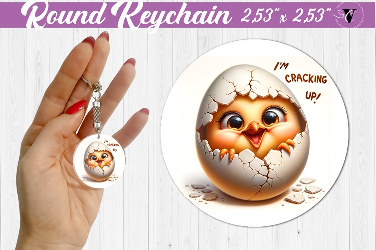 Round keychain sublimation | Funny animals| Easter example image 1