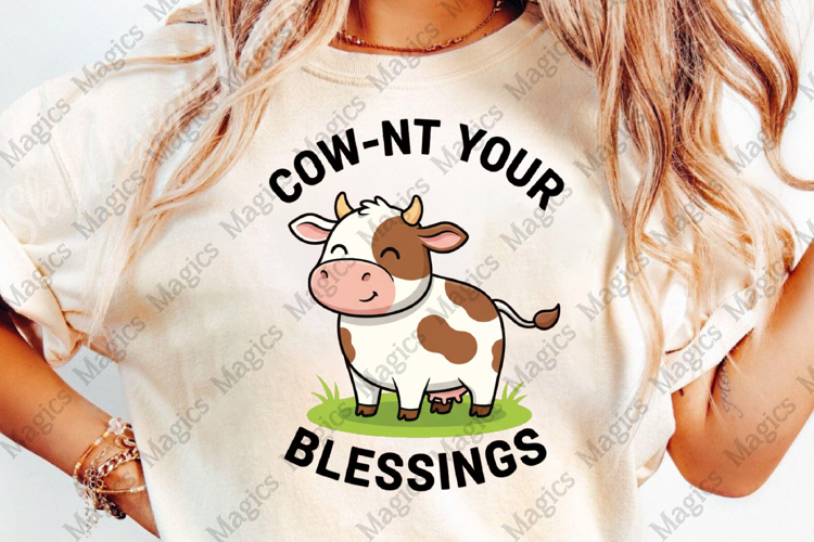 Cow-nt Your Blessings Sublimation Design
