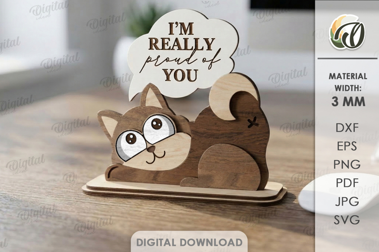 Funny Animal Stand Laser Cut. Stand Decor. Cat SVG