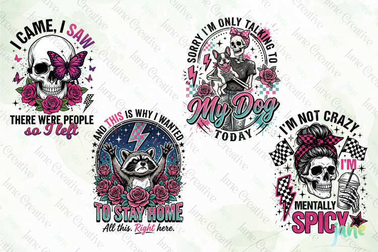 Funny Antisocial skulls PNG