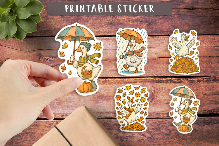 Funny Autumn Goose Stickers