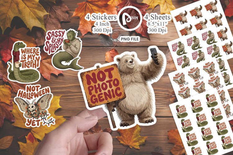 Funny Autumn Water Cryptid Sticker example image 1