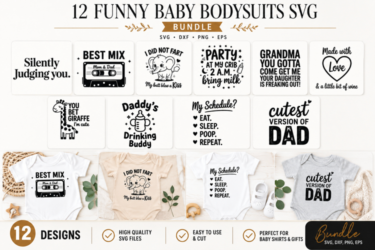 Funny Baby Bodysuits SVG Bundle