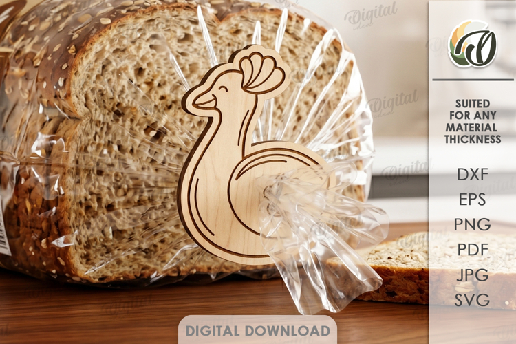 Funny Bread Bag Clip Laser Cut. Bag Clamp. Bird SVG