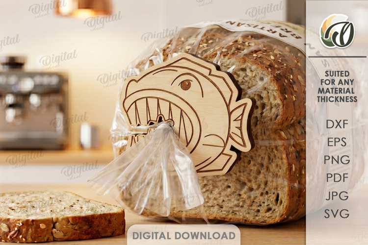 Funny Bag Clip Laser Cut. Food Clip. Fish SVG