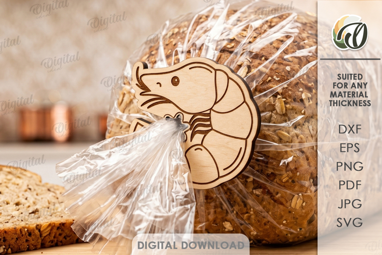 Funny Bread Bag Clip Laser Cut. Bag Clamp. Shrimp SVG