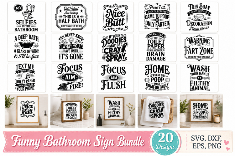 Funny Bathroom Sign SVG Bundle