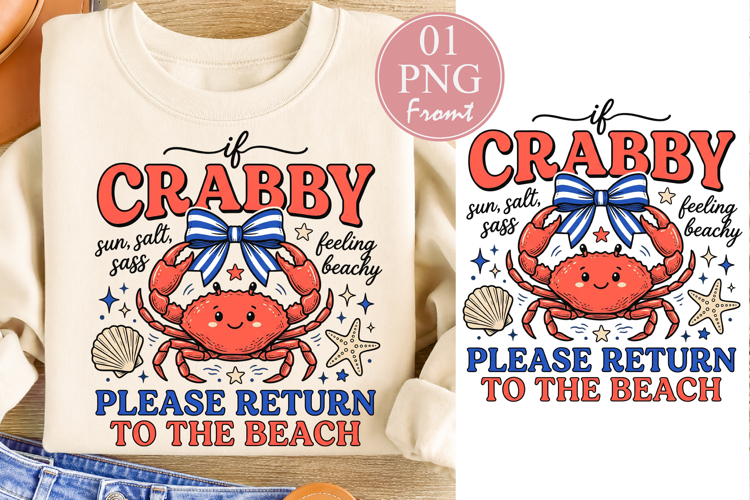 Funny Beach Quotes PNG, Coquette Crab Sublimation example image 1