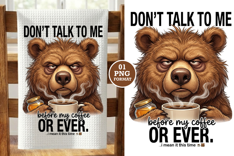 Funny Bear Kitchen Towel Design Png Sublimation