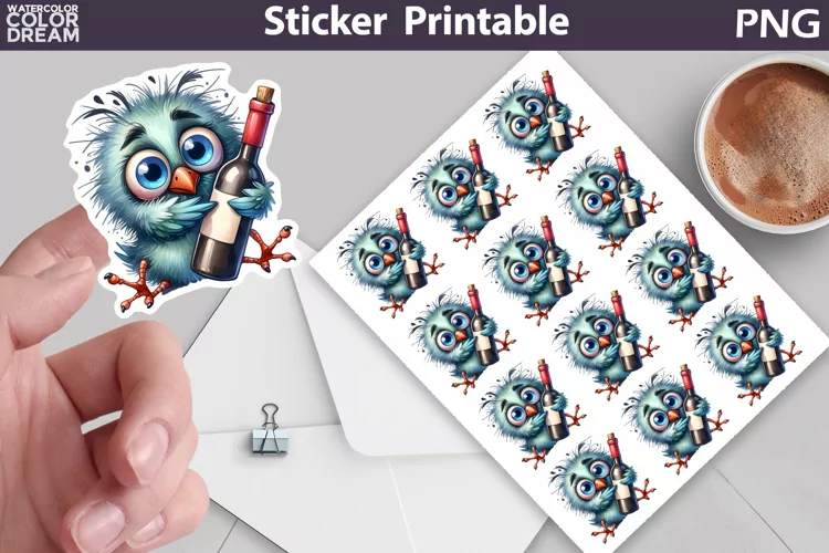 Funny Bird Sticker | Wine Sticker