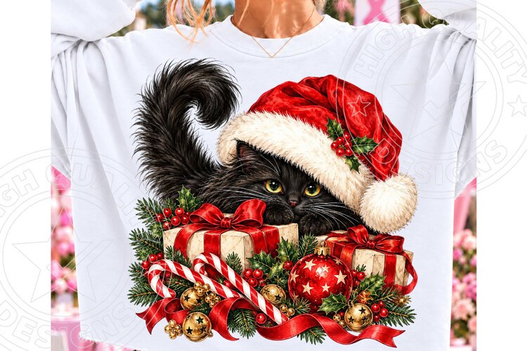 Funny Black Christmas Cats PNG example image 1