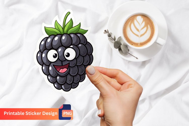 Funny Blackberry Sticker, Fruit Sticker, Blackberry Sticker