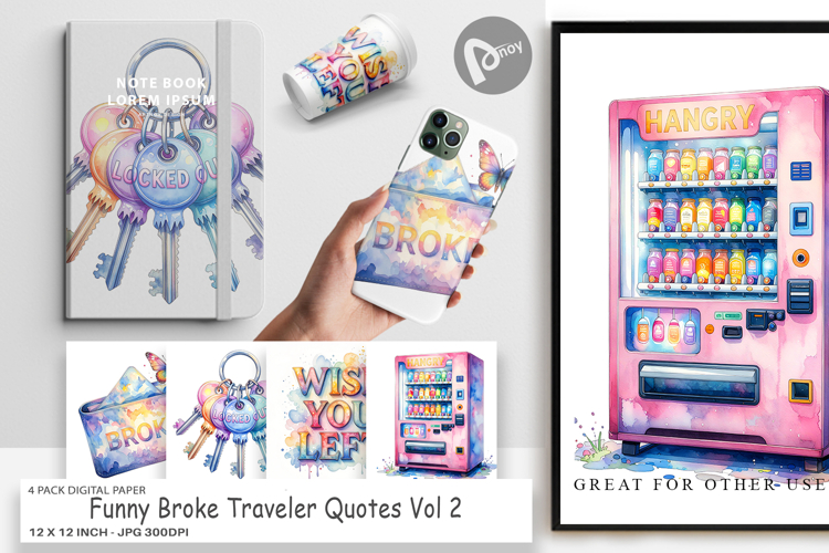 Funny Broke Traveler Digital Paper