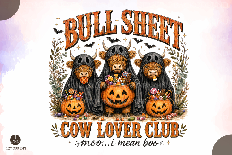 Funny Bull Sheet Png, Spooky Season Cow Png