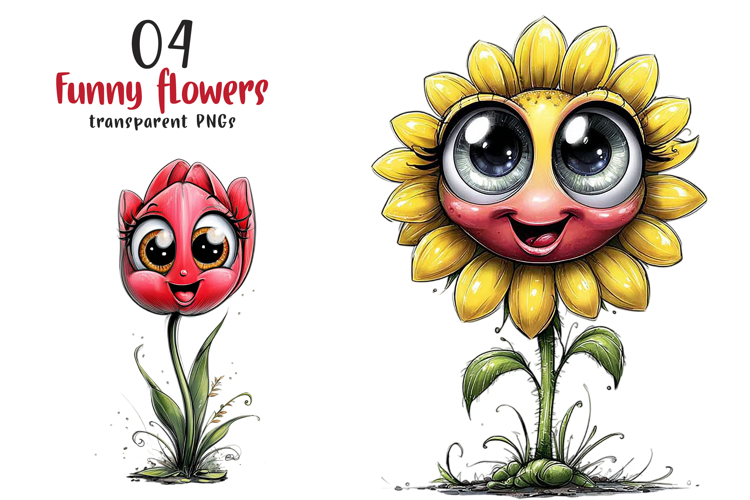 Funny Cartoon Flowers Clipart