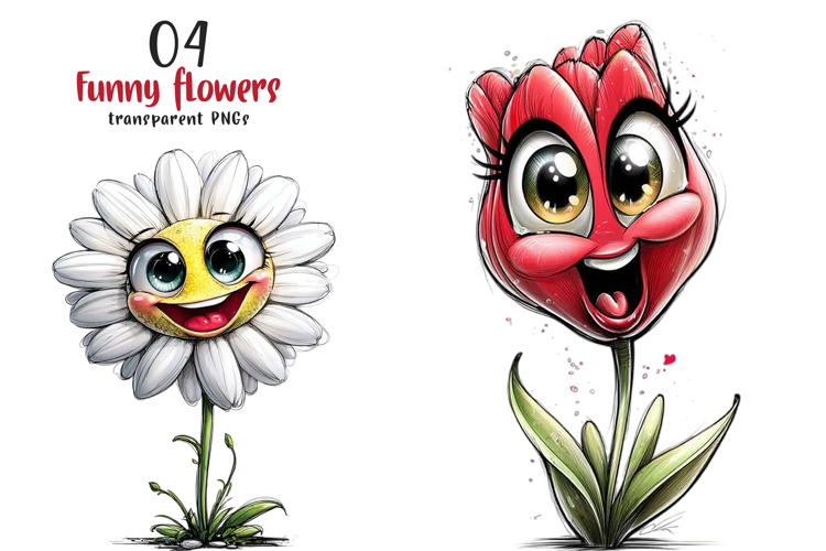 Funny Cartoon Flowers Clipart