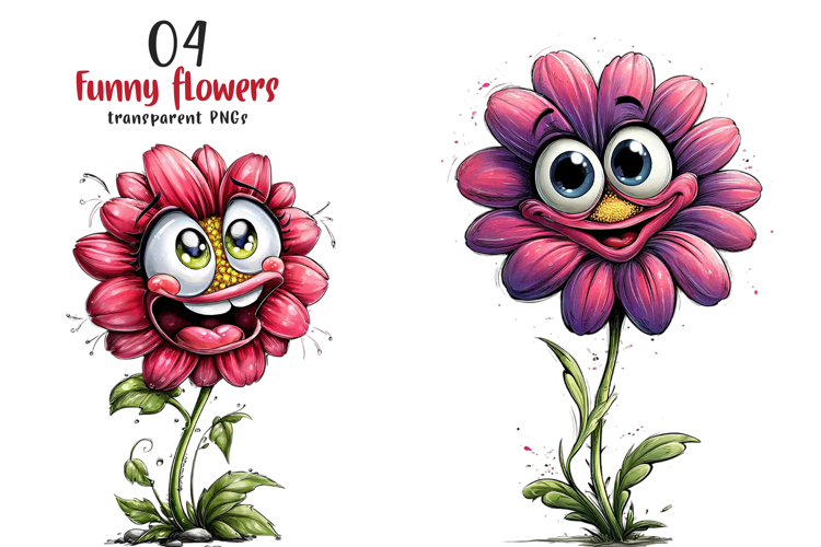 Funny Cartoon Flowers Clipart