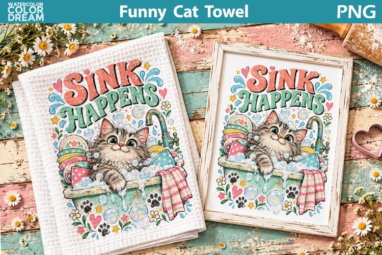 Funny Cat Quote | Kitchen Towel Sublimation example image 1