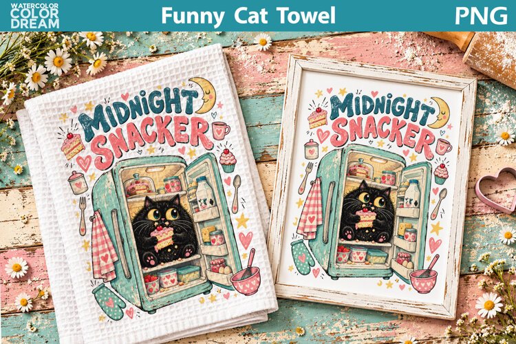 Funny Black Cat Quote | Kitchen Towel Sublimation example image 1