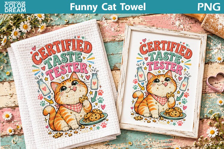 Funny Black Cat Quote | Kitchen Towel Sublimation example image 1