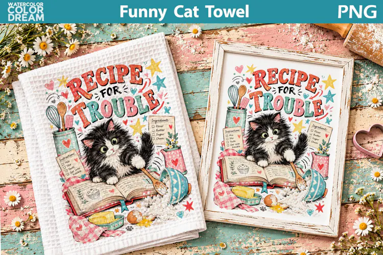 Funny Baking Cat Quote | Kitchen Towel Sublimation