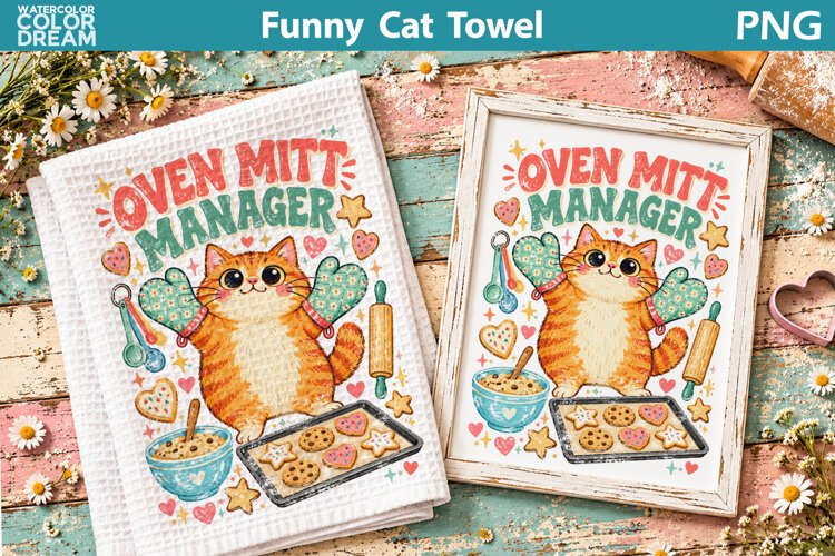 Funny Cat Quote | Kitchen Towel Sublimation example image 1
