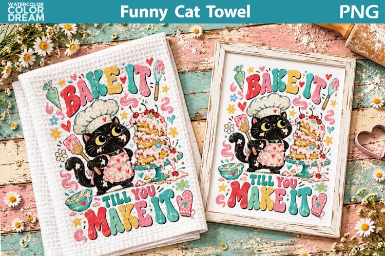 Funny Cat Quote | Kitchen Towel Sublimation example image 1