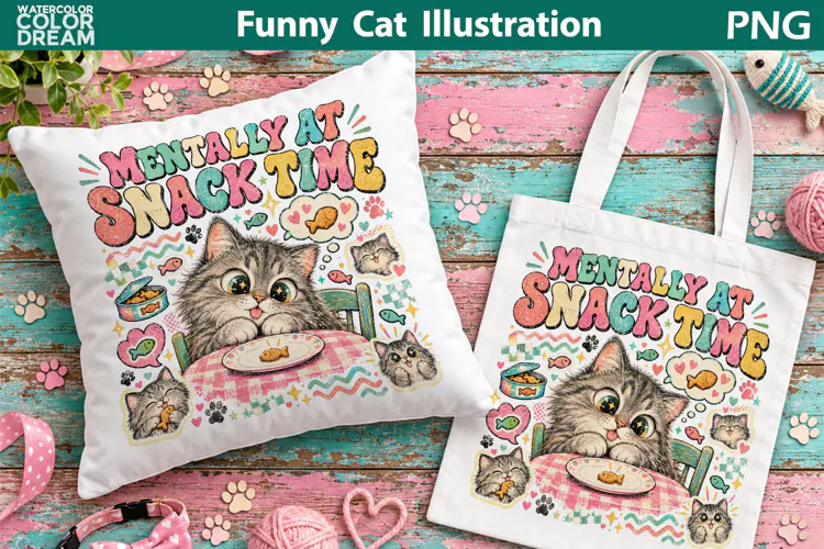 Mentally at Snack Time | Funny Cat Sublimation