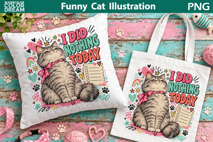 Cute Fluffy Kitten Tote Bag | Funny Cat Pillow Sublimation