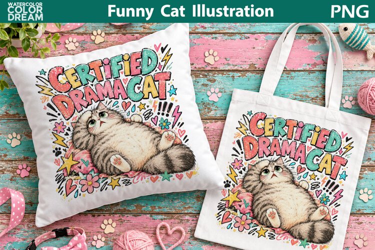 Certified Drama Cat | Funny Cat Sublimation example image 1