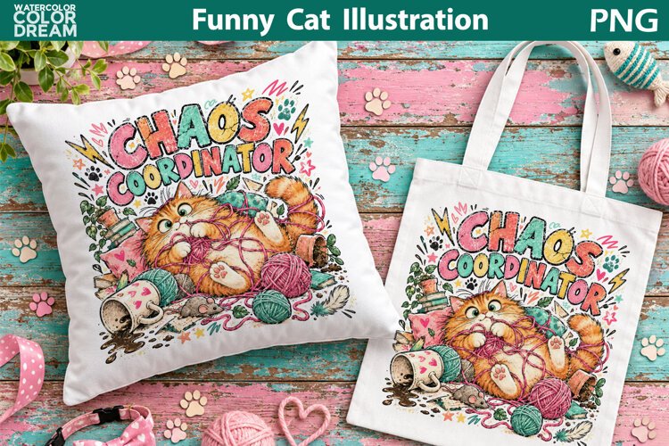 Chaos Coordinator Cat | Funny Cat Sublimation example image 1