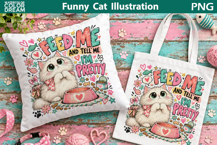 Cute Fluffy White Kitten | Funny Cat Sublimation